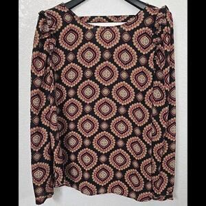 LOFT Top Women's Size M Long Sleeve Keyhole Cutout Back Blouse